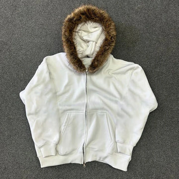 faux fur zip up hoodie